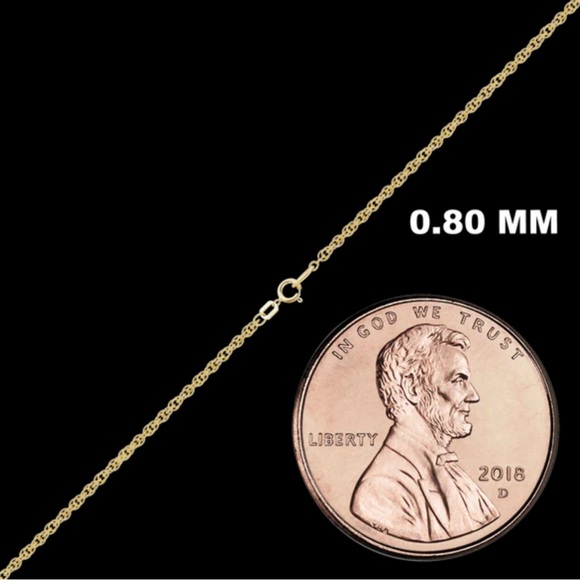 Jewelry - 14K Solid Yellow Gold Chain 18”, .80mm, .50grams